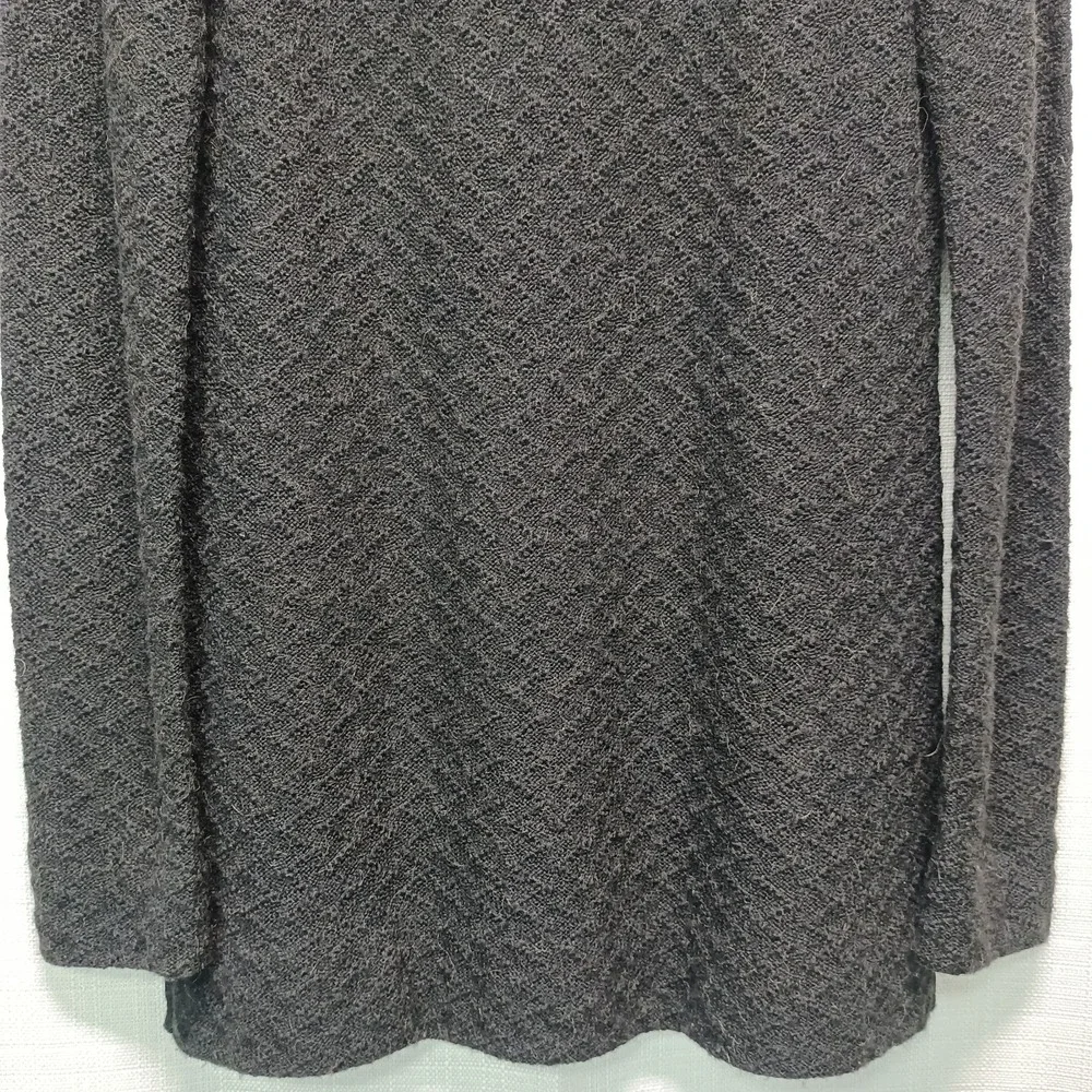 Tory Burch Black Wool Alpaca Blend Leather Buckle Keyhole Long Sweater Women's S
